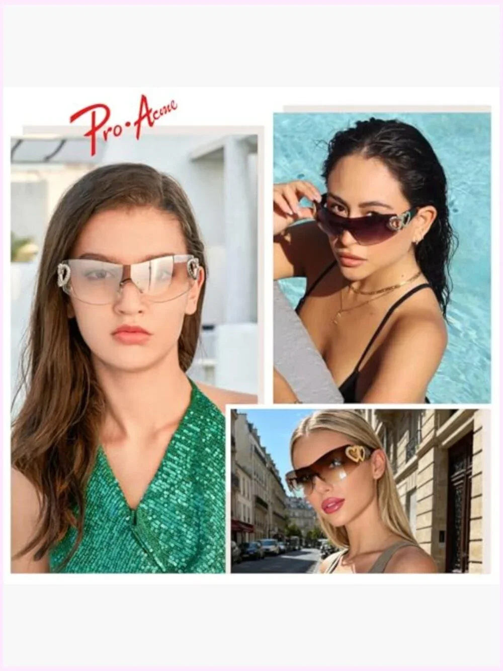 Wrap Around Rimless Sunglasses with UV400 Protection